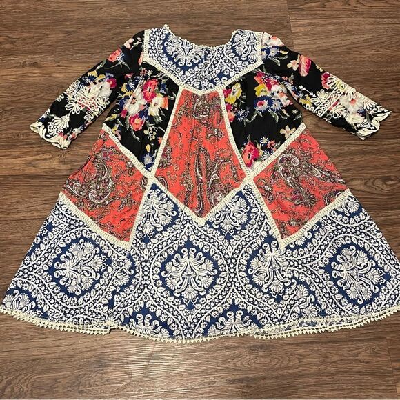 Anthropologie Inez Swing Dress by Vanessa Virginia Patchwork Multicolor Size 2 - Picture 13 of 16